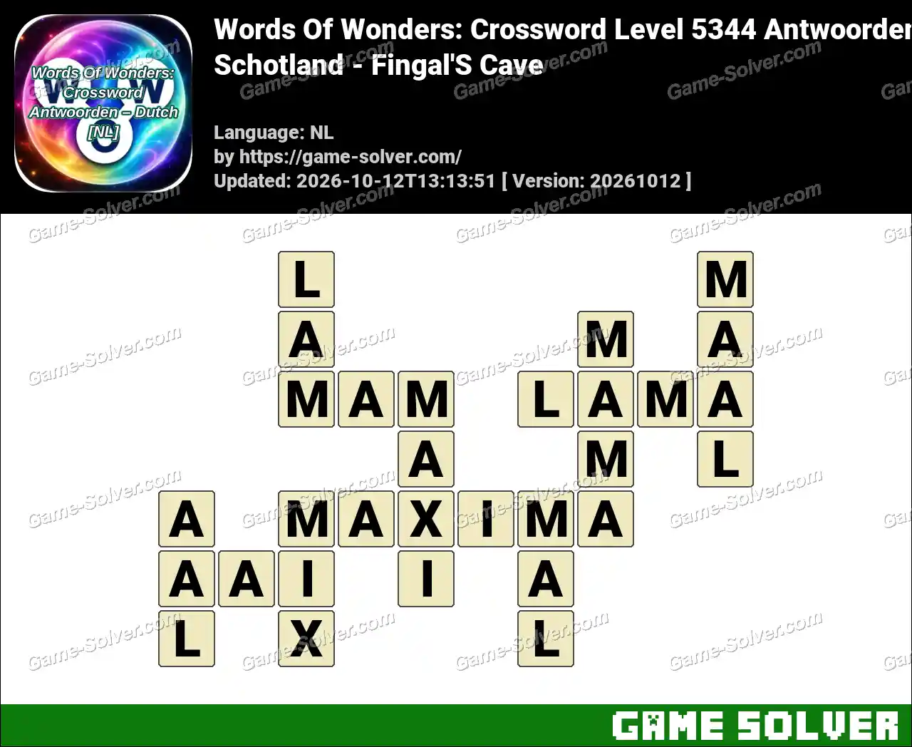 Words Of Wonders: Crossword Level 5344 Antwoorden – Schotland – Fingal’S Cave